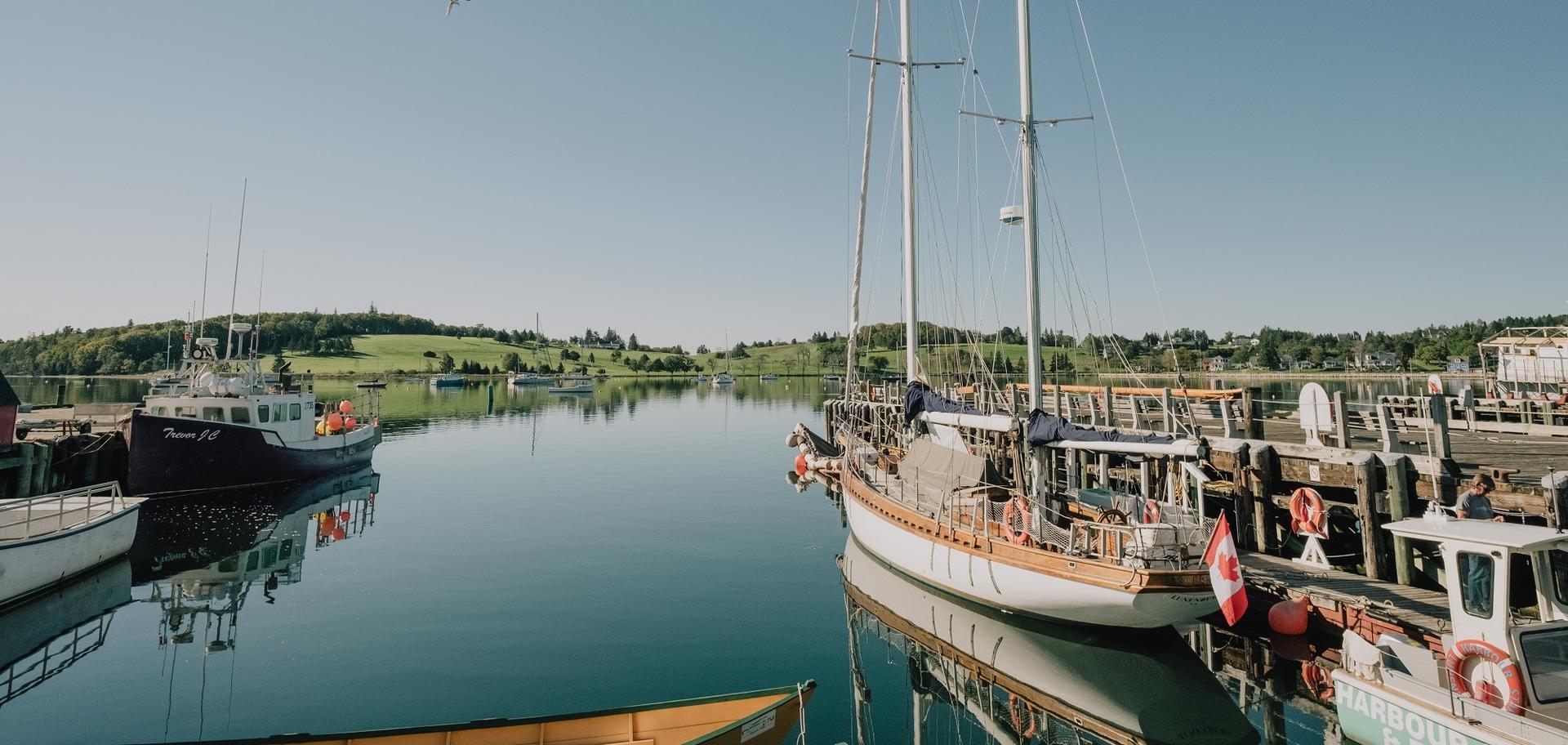 Boats on the harbour in Nova Scotia